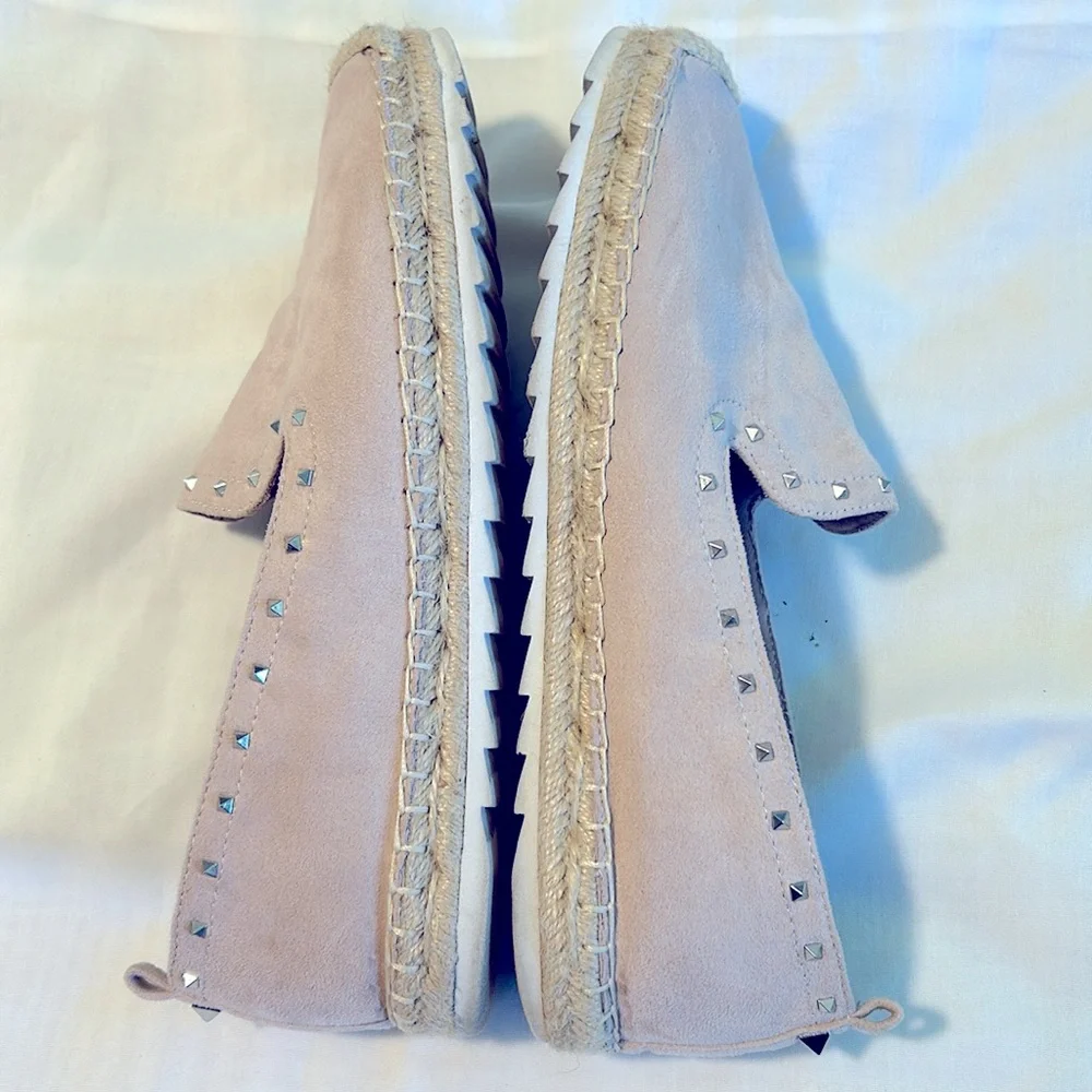 Ladies Marc Fisher Pink Suede Rockstud Espadrilles Size 9.5